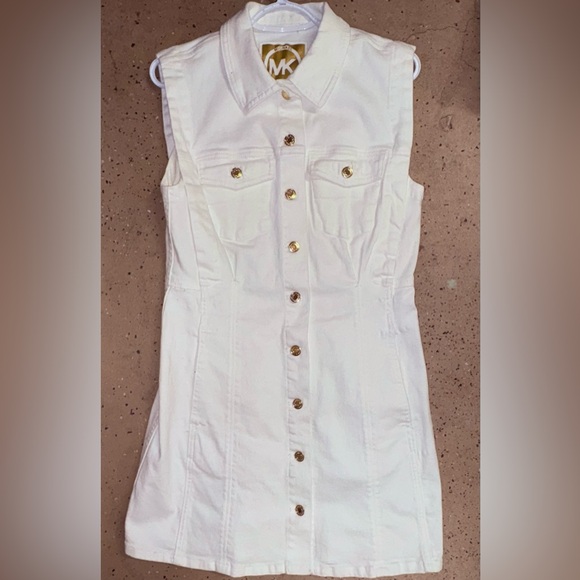 Michael Kors Dresses & Skirts - NEW with tags! $220 Michael Kors White and Gold Jean Dress